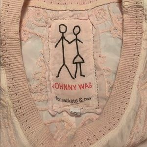 Light pink crochet detailed shirt.